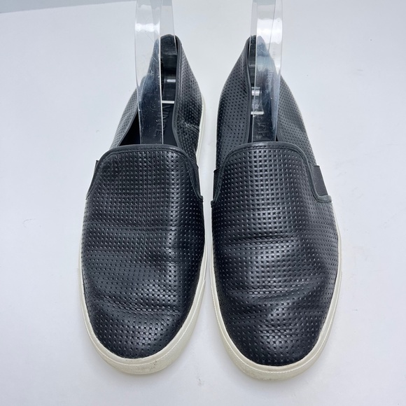 VINCE BLAIR Black Perforated Flats Loafers White Walls Slip On Casual Shoes  9 - Picture 5 of 16